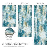 Upgrade Non Slip Kitchen Rugs Sets of 3 Washable Kitchen Mats for Floor Abstract Kitchen Runner Rug Ultra Soft Floor Mat Set Kitchen Carpet Rugs for Hallway, Laundry, Entryway, Office, Teal