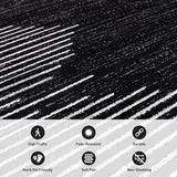Rugshop Bohemian Stripe Stain Resistant Area Rug Black 2'7" x 4'