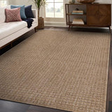 Beverly Rug Easy Jute Natural Rug 6x9 Solid Washable Durable Outdoor Indoor Area Rugs for Living Dining Room Patio Office Stain Resistant Non Shedding Casual Indoor Outside Carpet 6 x 9 Natural