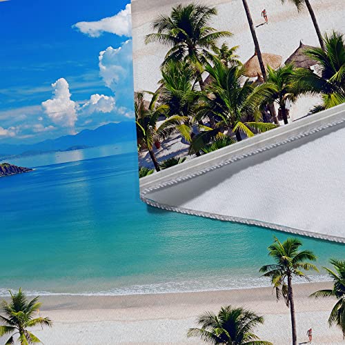 Ocean Beach Tapestry, Hawaii Sea Nature Fake Faux Window Art Tapestries Wall Hanging For Bedroom College Dorm Living Tropical Summer Room Office Decor 60X40" Aesthetic Poster