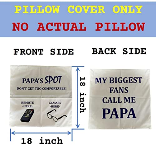 Papa Gifts Grandpa Gifts, 2-Pocket 2-Sided Papa Pillow Covers 18x18 Inch and Engraved Spoon, Fathers Day Birthday Christmas Thanksgiving Day Gifts for Papa Popop Granddad