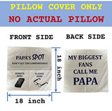 Papa Gifts Grandpa Gifts, 2-Pocket 2-Sided Papa Pillow Covers 18x18 Inch and Engraved Spoon, Fathers Day Birthday Christmas Thanksgiving Day Gifts for Papa Popop Granddad