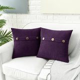 HWY 50 Purple Chenille Throw Pillow Covers 16x16 Inch Buttons Pack of 2