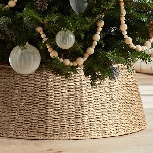 Hommtina Christmas Tree Collar- 26",Christmas Tree Base Christmas Tree Basket Collar for Home, Living Room,for Covering Tree Stand (Burlywood, 26 in)