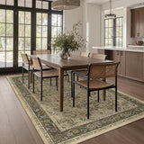 Vintage Distressed 5x8 Area Rugs for Living Room Bedroom, Low Pile Machine Washable Non Slip Dining Room Carpet Rugs for Under Table/Home Office/Kitchen, Multi Brown with Olive Accents