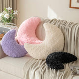 Moon Pillow, Decorative Throw Pillow with Soft Plush for Couch Bed, Cozy Moon Decorative Pillows for Bedroom Living Room, Home Décor Comfort Gift (Black, 14.9 Inches)