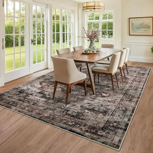 GarveeHome 6x9 Rugs for Living Room Washable Area Rug Brown
