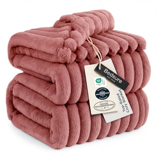 Bedsure Soft Queen Size Blanket for Bed Dusty Pink 90"x90"