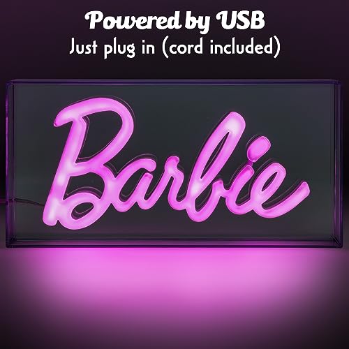 Paladone Barbie Logo LED Neon Pink Sign, Officially Licensed Barbie Merchandise and Room Decor