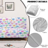 Colorful Cherry Blossom Print Armless Futon Sofa Cover, Anti Scratch Furniture Protector Breathable Folding Sofa Bed Slipcover with Stretch Bottom for Kids and Pets