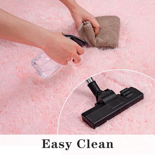 Dssimo Super Fluffy Throw Rugs for Bedroom, Modern Shag Pink Area Rug, Soft and Cozy Plush Small Carpet for Kids,Girls Boys and Teens Decorations for Living Room Dorm Nursery Classroom, 2x3 Feet