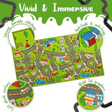 Kids Carpet Playmat City Life 3D Playroom Rug | 30 x 60 Inch Extra Large Toddler Activity Mat for Race Cars & Toys | Playroom Rug Makes a Fun Educational Gift Idea for Boys & Girls (Green)