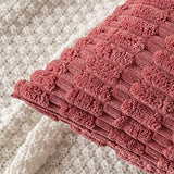 MIULEE Corduroy Decorative Throw Pillow Covers 18x18 Crimson Pack of 2