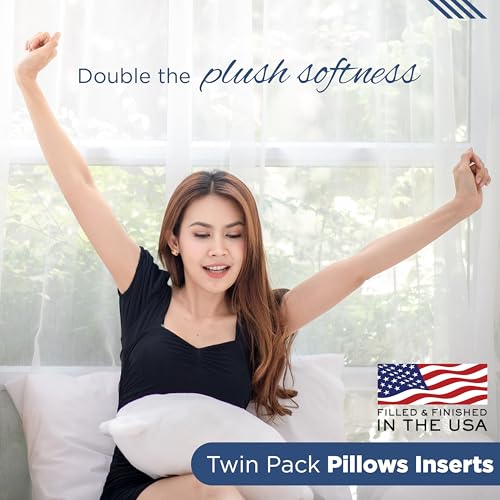 Martex 2-Pack Decorative Throw 12" x 12" Pillow Inserts– Soft, Supportive & Fluffy Cushion Fillers – Poly-Cotton Blend Cover with Plush Polyester Fill – Perfect for Sofa, Bed & Living Room – White