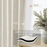 Guken Cream Linen Blackout Curtains 84 Inch Length 2 Panels Set for Living Room Bedroom Back Tab Thermal Insulated 100% Black Out Drapes Room Darkening Window Curtain Ivory Natural Beige