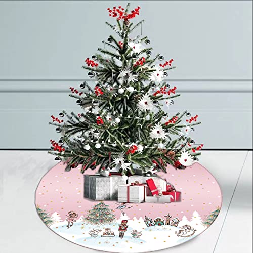 Christmas Tree Skirt Pink Dancer Print Tree Skirt 48inch Xmas Winter Tree Skirt for Christmas Indoor Outdoor Decorations