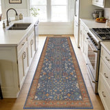 Washable 2' x 6' Runners for Hallways (Indigo Terracotta)