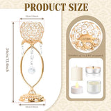 6 Pcs Gold Elegant Metal Crystal Tea Light Candle Holders with Crystal Pendants, Hollow Design - Wedding Table Centerpieces for Anniversary Birthday Party, Home Decor
