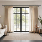 1 Inch Curtain Rods 72 to 144 Inches (6 to 12 ft) Telescoping Single Drapery Rod, USFOOK Black Curtain Rods for Windows 69 to 140 Inches, Decorative Translucent Finials