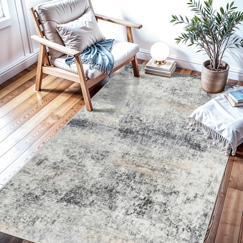 Washable Abstract Rug Entryway 3x4: Non Slip Ruuner for Kitchen Blue Grey