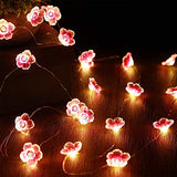 Mudder 4 Pack Cherry Blossom Flower String Lights 13 FT 40 LEDs for Bedroom, Pink Fairy Lights USB and Battery Operated Decorative String Light Indoor Outdoor