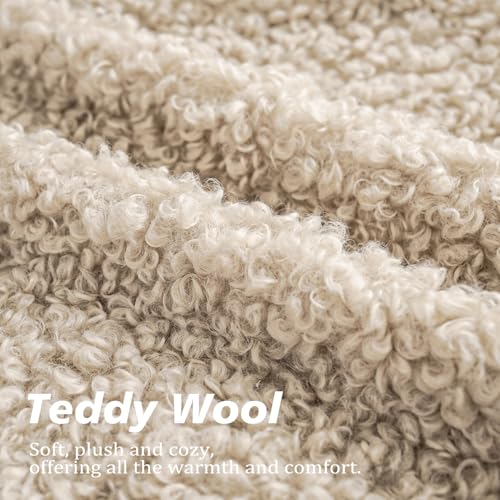 Foindtower Curly Boucle Faux Fur Lumbar Throw Pillow Covers 12x20 Oatmeal