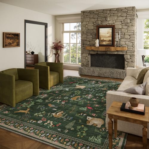 Machine Washable Rug for Living Room: 9x12 Area Rugs for Bedroom Stain Resistant Non Slip Low Pile Soft Lightweight Carpet Rug for Kitchen Dining Room Farmhouse Nursery Kids Room Playroom Indoor