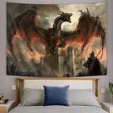VEIGIKE Cool Medieval Dragon Tapestry, Fantasy Animal Red Dragon Tapestry Wall Hanging for Men Boys Bedroom, Gothic Tapestries Poster Blanket College Dorm Home Decor 60X40 Inches