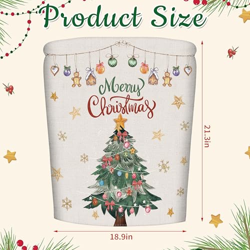 Christmas Chair Covers Set of 6 Green Nutcracker Christmas Tree Chair Back Covers Holiday Dining Chair Slipcovers Protector Kitchen Dining Room Decor Festival Party Decoration
