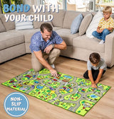 ToyVelt Carpet Playmat Kids Rug - Medium 43” x 26” Educational City Road Traffic Mat for Kids Ages 3–12 - Preschool Rug & Play Room Carpet with Skid-Proof Backing - Bedroom & Playroom