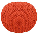 COTTON CRAFT Round Orange Pouf -Handknitted Cotton Braid Cord Dori Ottoman