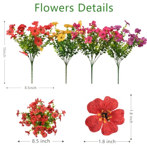 2 Set Artificial Outdoor Flowers with Hanging Basket for Garden Porch Patio Balcony Yard Home Decoration