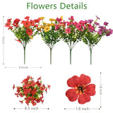 2 Set Artificial Outdoor Flowers with Hanging Basket for Garden Porch Patio Balcony Yard Home Decoration