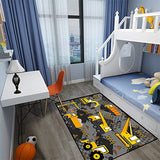 Construction Rugs for Boys Room Play Mat for Cars and Trucks PlayMat Kids Rugs for Playroom Car Carpet for Kids Room Construction Decor for Boys Room,Grey 2'5''×4'