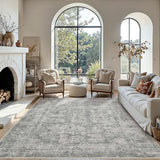 Grey 8x10 Area Rugs for Living Room Bedroom Large Washable Rug