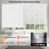 LazBlinds No Tools No Drill Cordless Aluminum Mini Blinds, 100% Privacy S-Curve Blinds for Windows, Room Darkening Horizontal Window Blinds and Shades for Home, 34" W x 36" H, White