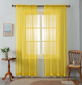 WPM Yellow Color Sheer Curtains 58" Wide x 84" Long 2 Panels Livingroom Window Treatment Rod Pocket Sheer Voile for Bedroom, Kitchen, Children Room Fully Stitched and Hemmed