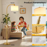 Tall Floor Lamp for Living Room,65'' Modern Standing Lamps with 9W LED Bulb,Elegant Floor Light with Fabric Shade,Gold Tall Lamp for Bedroom Office Study Room Corner Dining Room