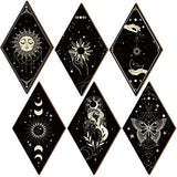 Sintuff 6 Pieces Gothic Wall Decor Boho Sun Moon Phases Wall Art Gothic Minimalist Stars Sun Hanging Wooden Home Decor Farmhouse Pediments for Gallery Living Bedroom Room(Boho)