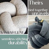 SAMIAH LUXE Vanilla Cream Teddy Boucle Knot Pillow Ball 12", Permanently Stitched Knotted Decorative Throw Pillow, Natural Kapok Fill, Round Accent Pillow for Couch Sofa Bed, Boho Home Decor
