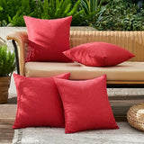 MIULEE Pack of 4 Christmas Decorative Outdoor Throw Pillow Covers Linen Waterproof Pillow Covers Summer Farmhouse Cushion Cases for Patio Garden Tent Balcony Couch Sofa 18x18 Inch Red
