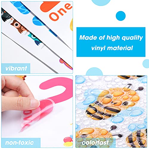 Outus 3 Sheets Number Wall Decals Children Number Stickers Animal Arabic Numbers 1-10 Learning Educational Wall Decals Peel and Stick Animal Stickers Classroom for Kids Nursery Bedroom Playroom Decor