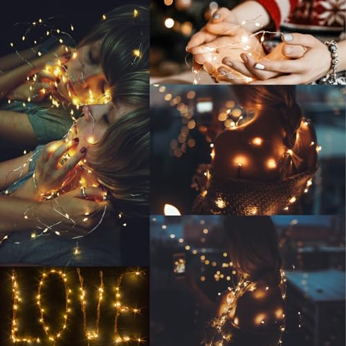 CYLAPEX 6 Pack Fairy Lights Battery Operated 7ft 20 LED Mini String Lights Silver Wire Firefly Starry Moon Lights for Wedding Mason Jars Party Christmas Centerpiece Table Decorations, Warm White