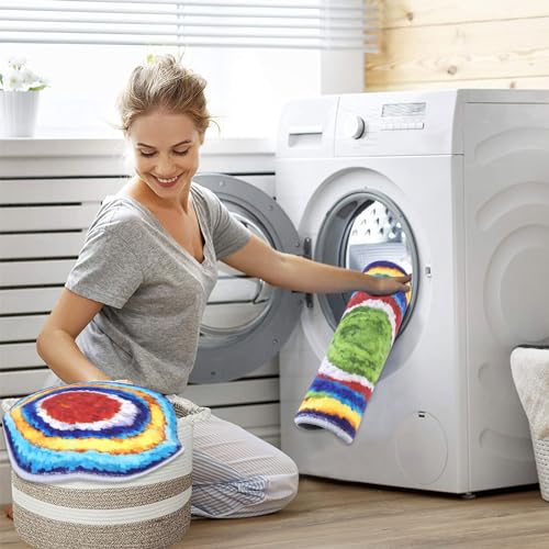 Carpet Circles Kids Rug 16Inch Rainbow Crazy Carpet Circle Seats Preschool Classroom Accessories 12pcs Round Flexible Seats Group Activity Spots Marker for Classroom Kindergarden Playroom