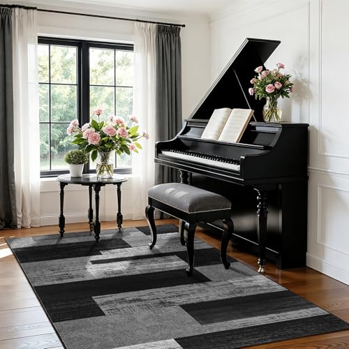 4x6 Washable Area Rugs for Living Room and Bedroom(4x6,Black&Gray)