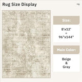 Soalmost Abstract Rug 8x12 Large Living Room Area Rugs Washable Beige/Gray
