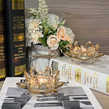Crystal Lotus Flower Tealight Candle Holders/Glass Tea Light Candlestick Decor Decoration for Christmas Home Wedding Party… (Gold 1pc)