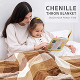 RECYCO Buffalo Plaid Chenille Throw Blanket, 50"x60", Brown Off White