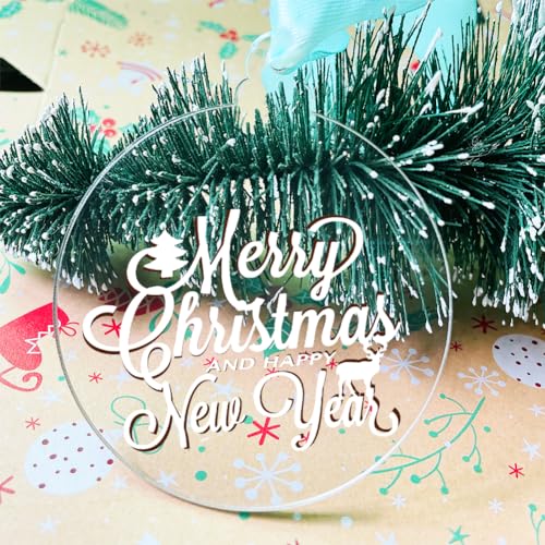 20Pcs 3 Inch Clear Blank Acrylic Christmas Ornaments 2025 Unfinished Round Acrylic Christmas Hanging Ornaments for Christmas Tree Decoration DIY Craft