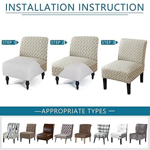 HAOYONG Armless Accent Chair Cover, Stretch Chair Slipcover Printed Slipper Chair Covers Furniture Protector Covers for Living Dining Room Hotel